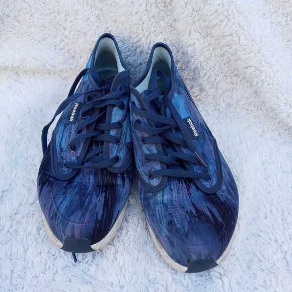 VINTAGE 90'S REEBOK TENNIS WOMENS SZ 7.5 BLUE SKYSCAPE CHASE LACE UP MANMADE - Picture 2 of 7